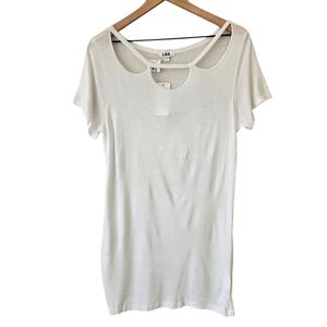 LNA White Modal Cutout Short Sleeve T-Shirt NWT